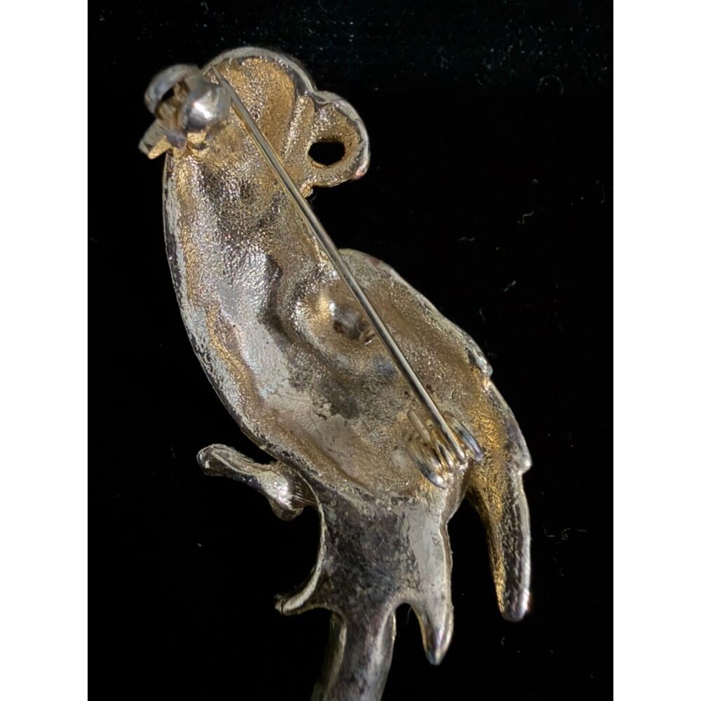 Vintage enamel and rhinestone parrot brooch - Picture 3 of 4